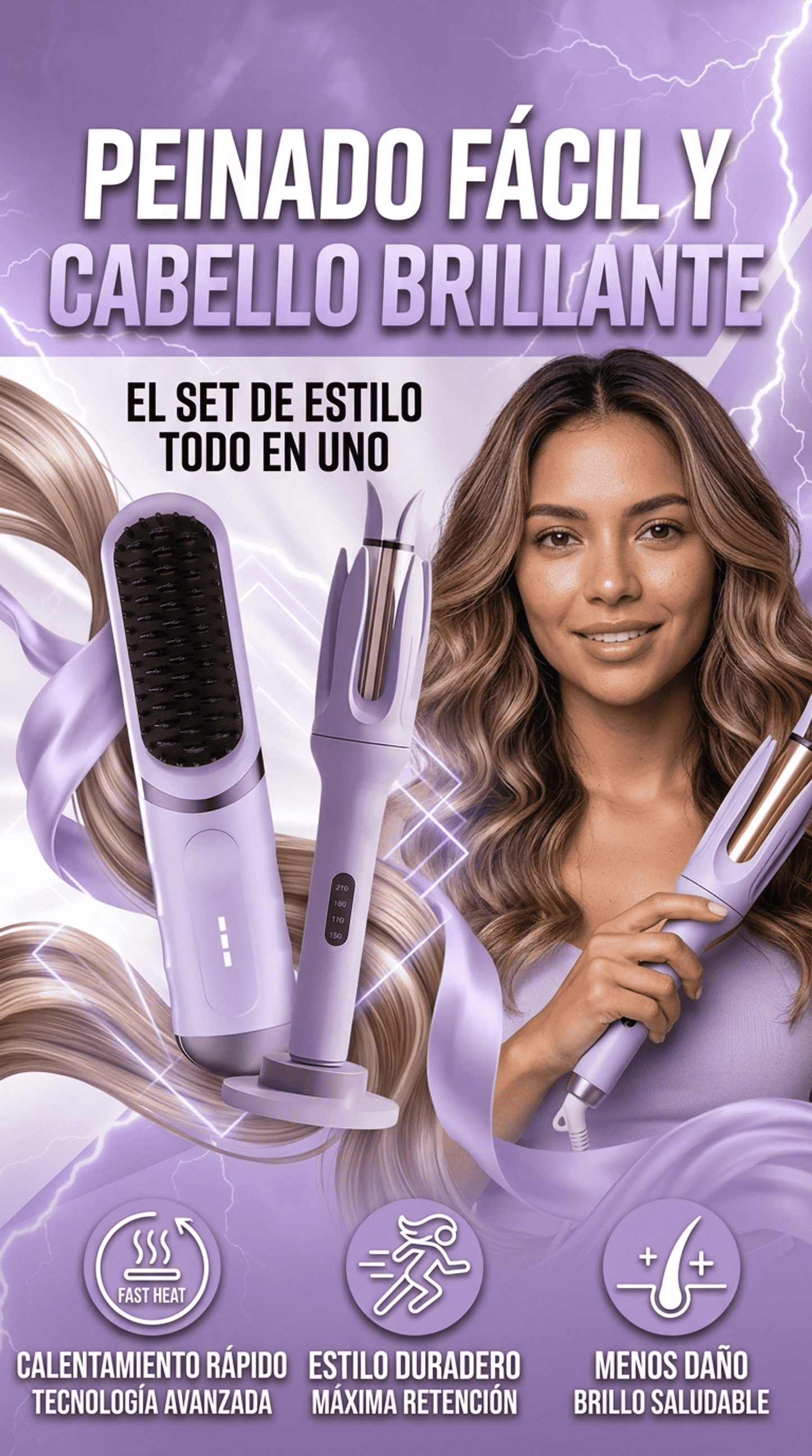 NovaLiss 2en1™. Compra 1 rizadora y lleva 1 peine cepillo gratis