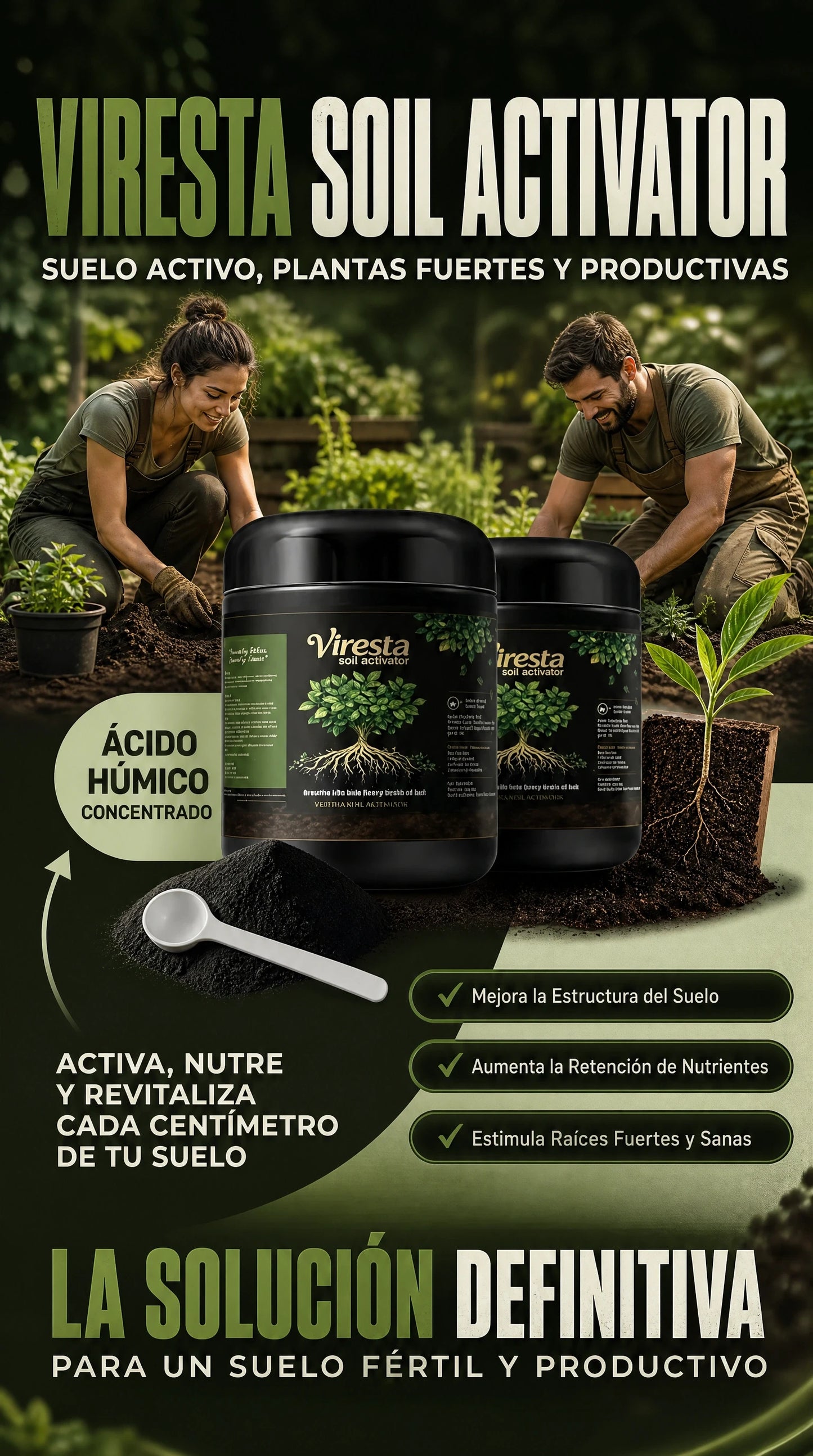 REVITALIZADOR VIRESTA - SUELO FÉRTIL, PLANTAS FUERTES.