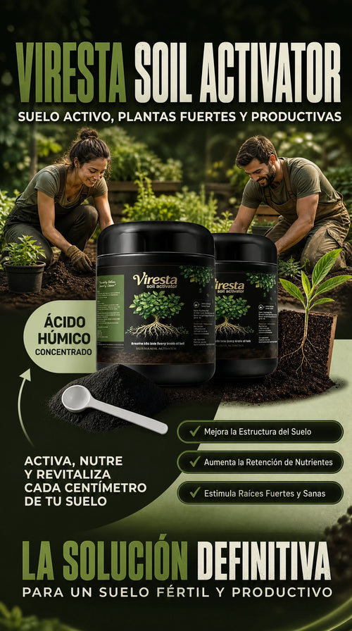 REVITALIZADOR VIRESTA - SUELO FÉRTIL, PLANTAS FUERTES.