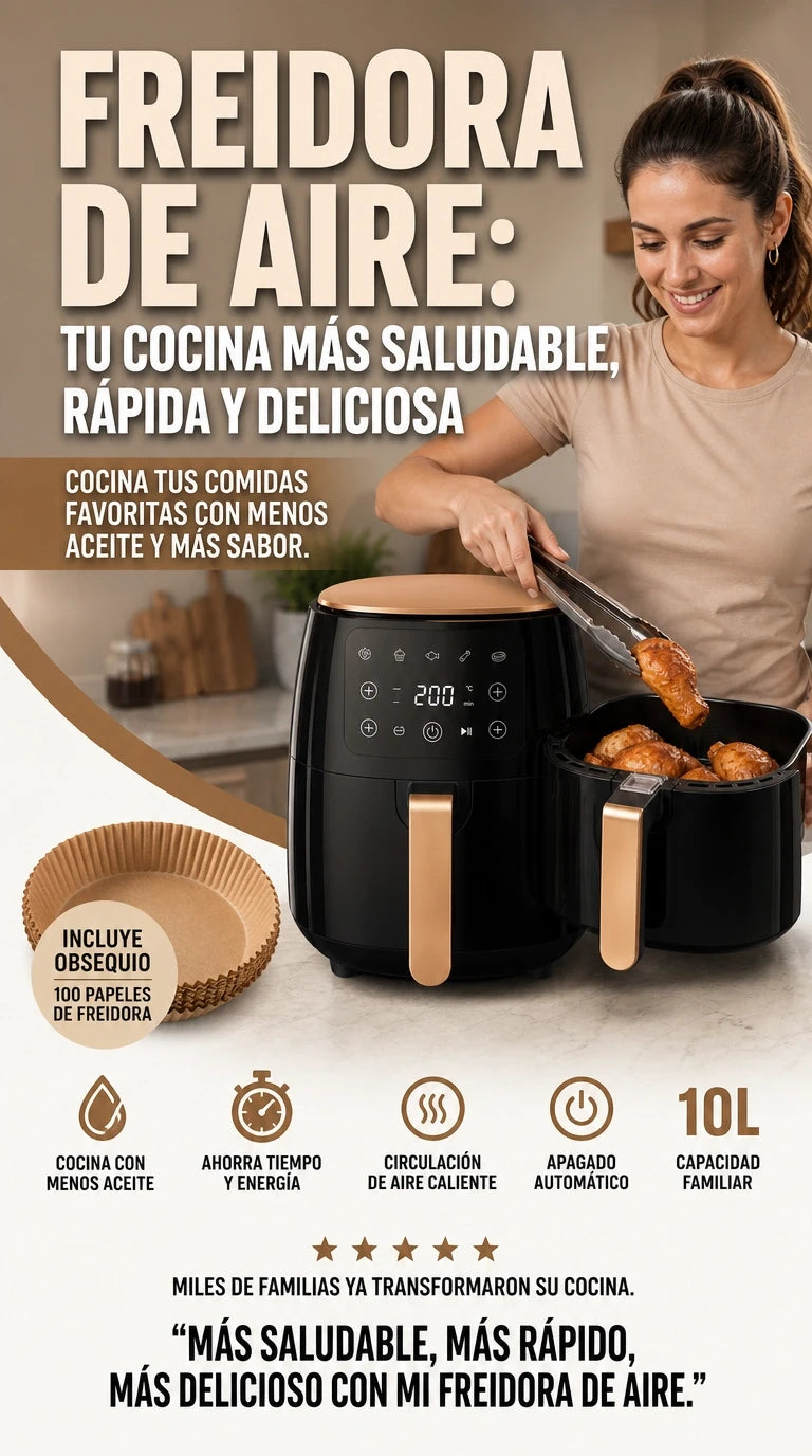 FREIDORA 10L - GRATIS 100 PIEZAS DE PAPEL